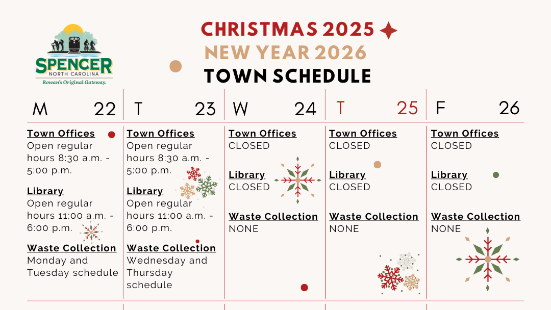 Christmas 2025/New Year 2026 Schedules